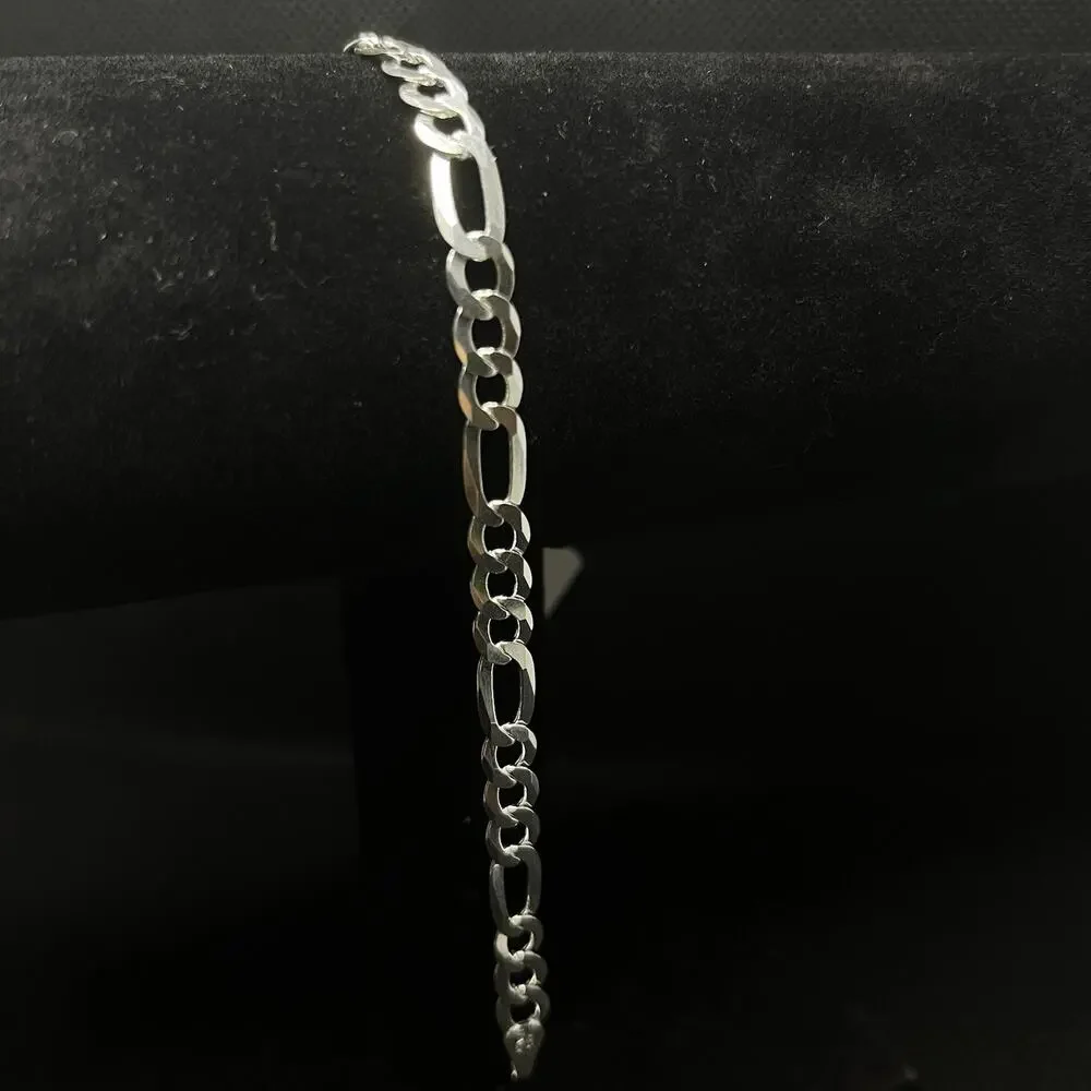 Esclava De Plata 925 Con Tejido Figaro,925 Silver Bracelet 8 Inch